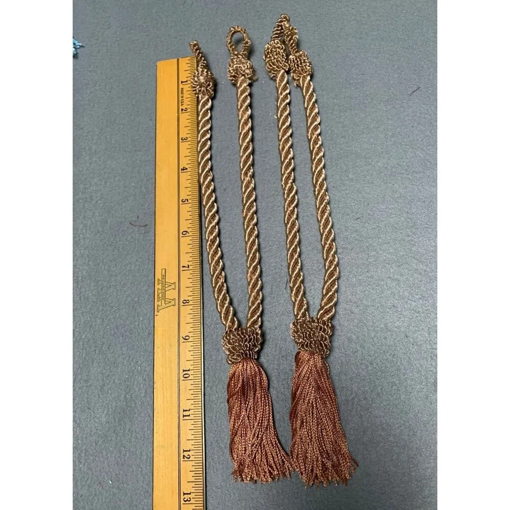 Vintage Brown Tassel Curtain Tiebacks 13